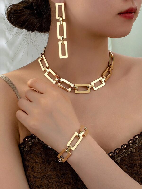 Geometric Rectangle Necklace Set